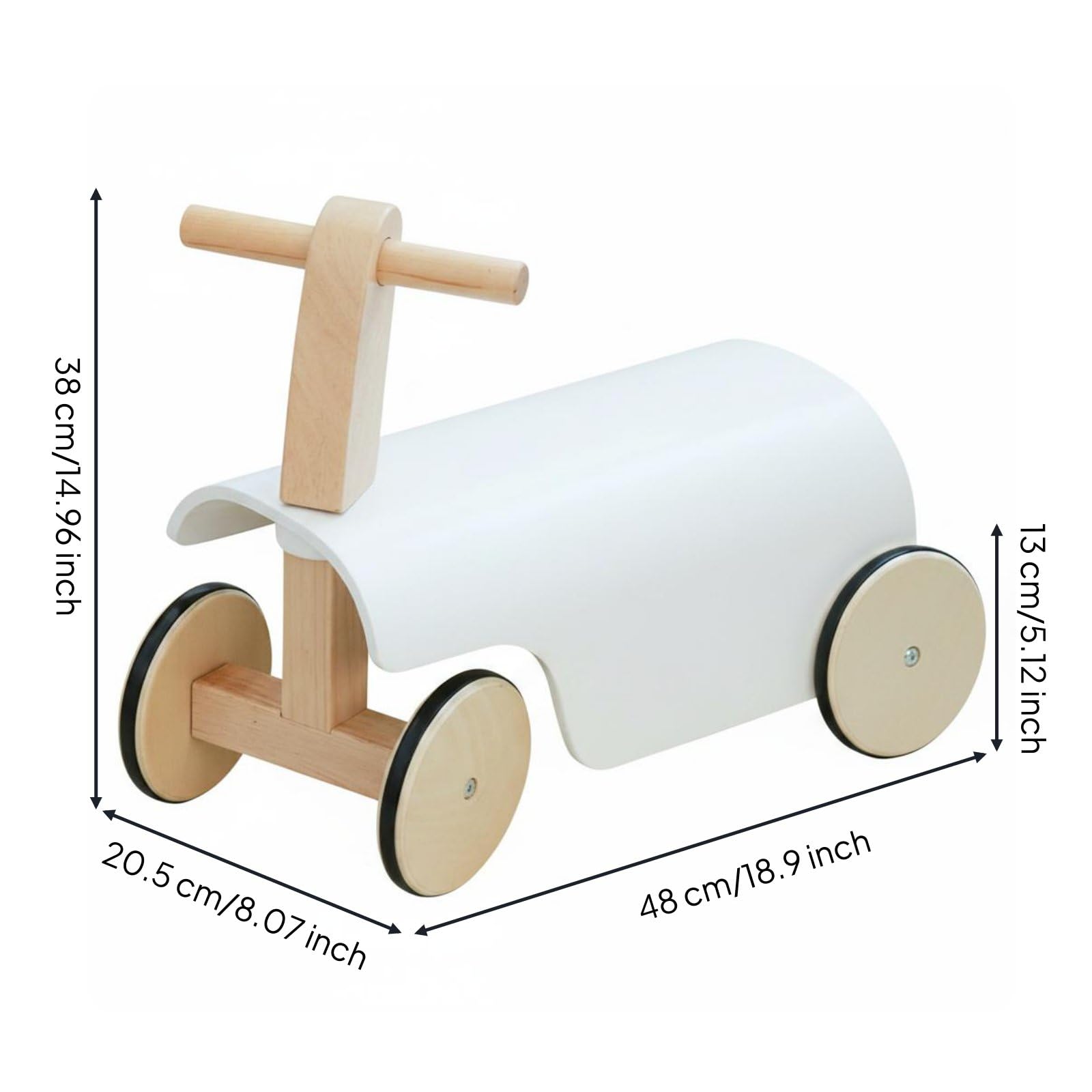 Draisiènne Enfant Vélo d'Équilibre Bois sans Pédales Construction Basse Légère Préhension Aisée Roulement Stable Motricité Précoce Adaptée à Jardin Parc Maternelle, Blanc