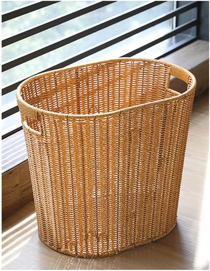 Dirty Clothes Basket Imitation Rattan Dirty Clothes Basket Hotel Bathroom Laundry Basket Dirty Clothes Storage Basket (Braun 41.5 * 29.5 * 36cm)