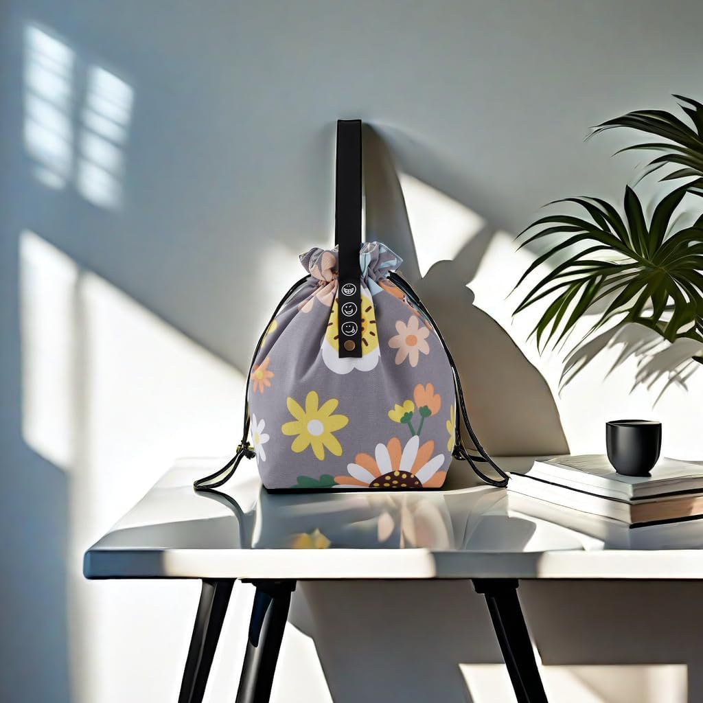 Sunflower Drawstring Backpack, Lightweight Reusable Lunch Bag for Women & Girls - Image 5