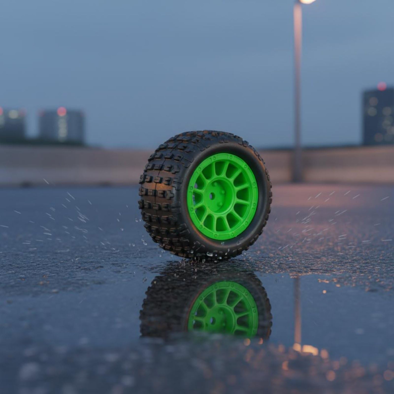 4 Stück RC Auto Reifen Modellreifen Rädersatz Profil Geländegängigkeit Material für 1/18 Wiese Schotter Strecke, Schwarz