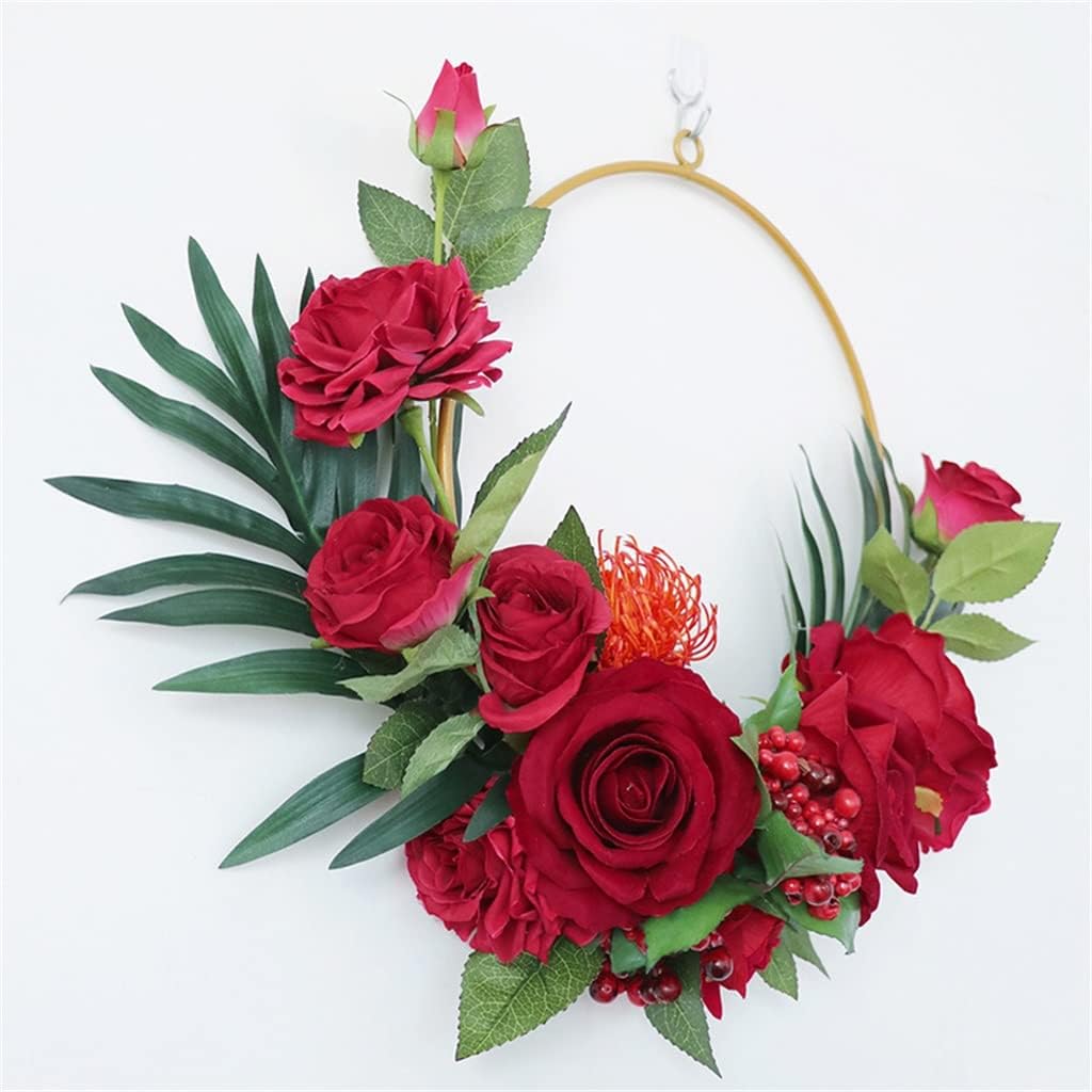 Round Iron Garland Wedding Home Simulation Flower Hanging Decoration Wall Decoration Geometric Air Hanging