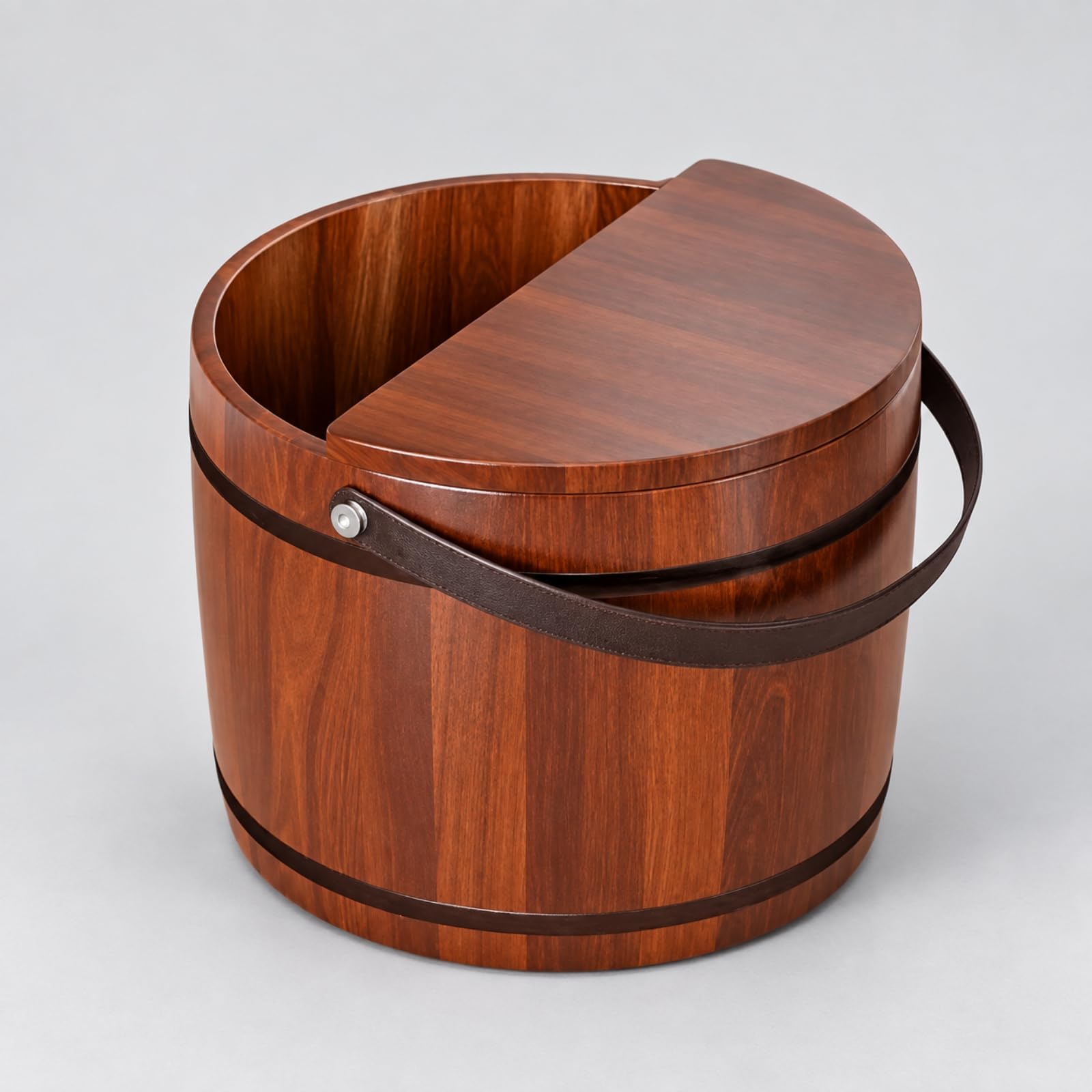 Ronyme Secchio Cilindrico in Cedro per Bagno dei Piedi Portatile Vasca Pediluvio in Legno Massello con Maniglia Robusta per Appassionati di Benessere, Casa, Massaggio, 25x31cm