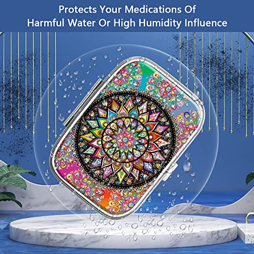 Pillendoosje 2 Compartiment Geneeskunde Pillendoosje, Draagbare Pillendoosje voor Zak of Portemonnee Pillendoosje Decoratieve Metalen Geneeskunde Vitamine Organizer Unieke Gift - Afbeelding 3