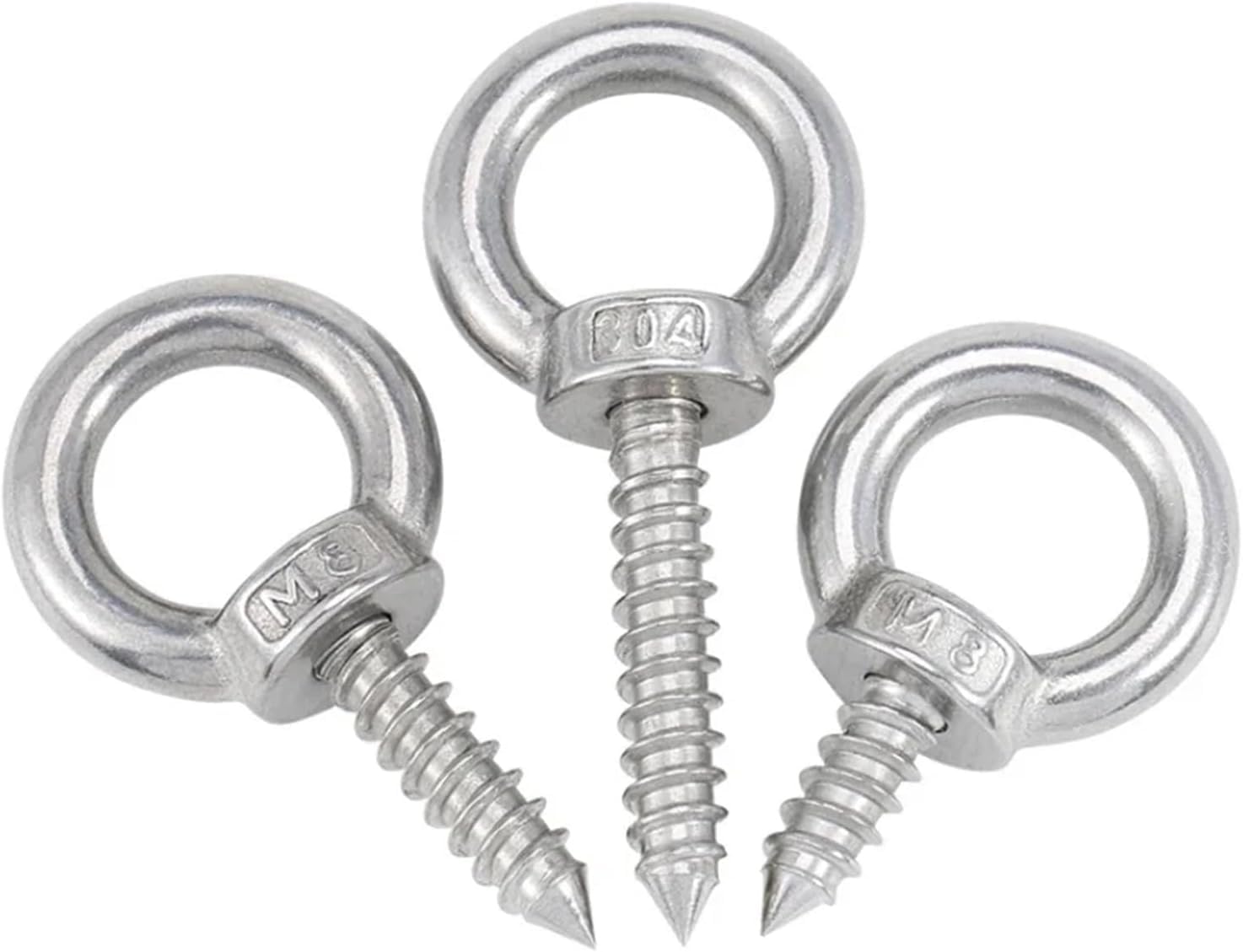 2 cáncamos de Acero Inoxidable for Ganchos Anillo Redondos | Tornillos autorroscantes de acero 304 con tuerca for elevación
