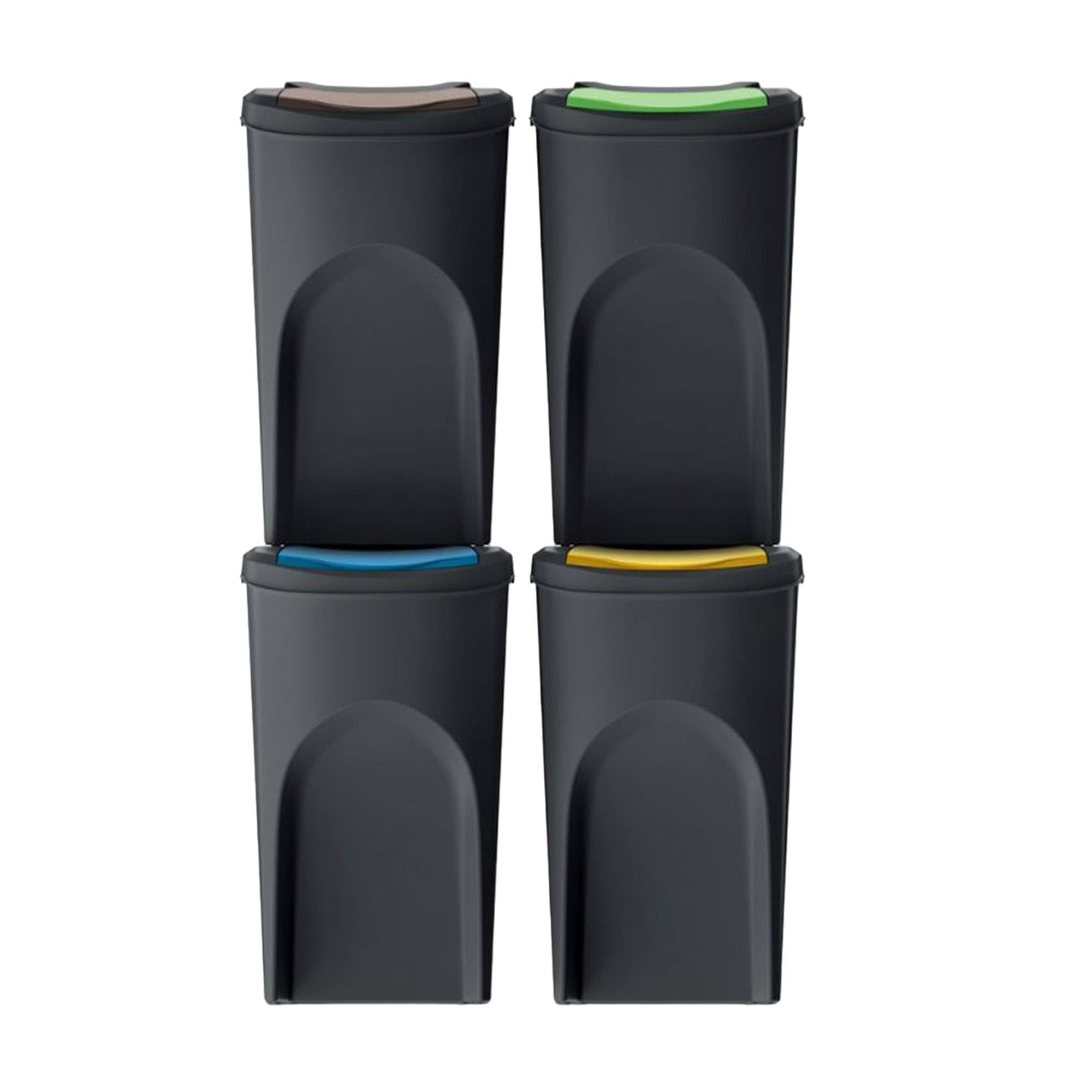 WELL HOME MOBILIARIO & DECORACIÓN Mülltonnen-Set, 100% recycelter Kunststoff, Schwarz, 4 x 35 l, 4 Stück