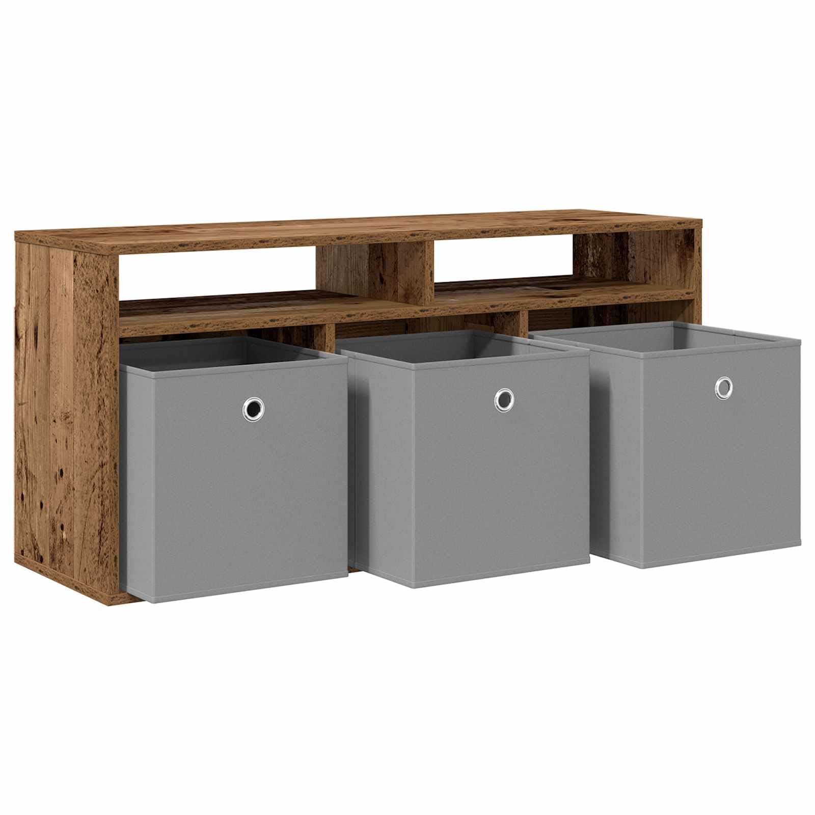 Mobile basso con cassetti, effetto legno anticato, larghezza 102 cm, mobile TV con 3 cassetti e 2 ripiani, credenza per soggiorno, mobile multimediale vintage in legno