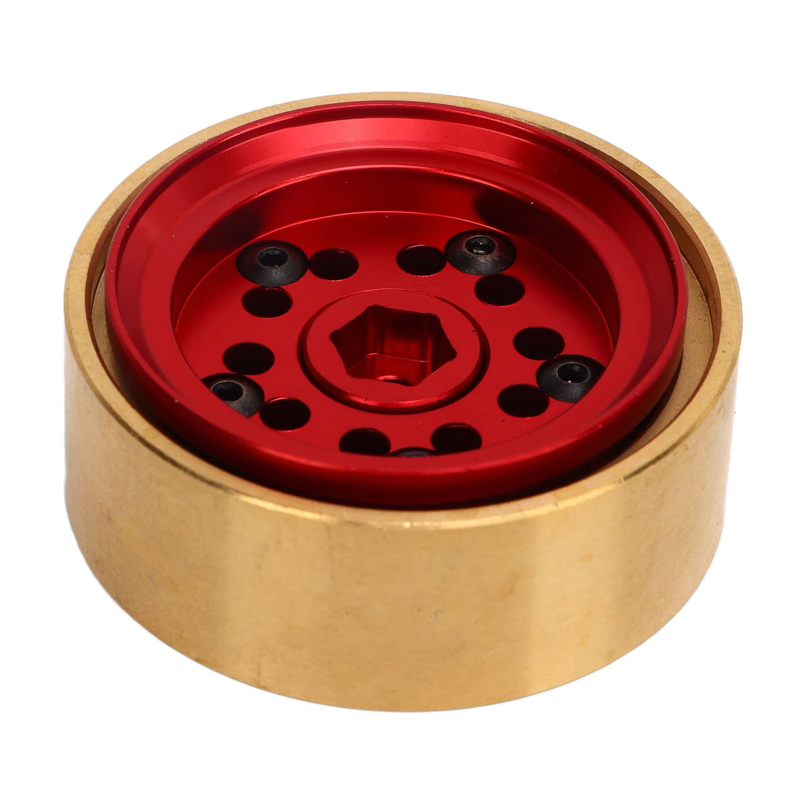 plplaaoo RC Beadlock Wheels Profesjonalny blok obciążnika koła ze stopu aluminium z mosiądzu do FMS FCX24 1/18 1/24 RC Car 4-częściowy zestaw z kluczem w zestawie (czerwony)