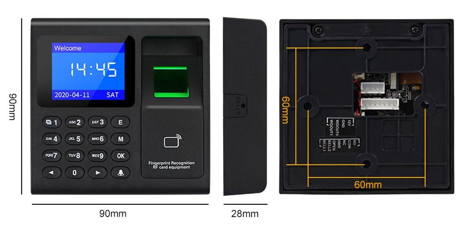 Macchina per la rilevazione, Orologio, Controllo Presenze, Macchina F30 Con Impronta Digitale, Tastiera, Accesso Per Impiegati, Elettrico,uffici, fabbriche