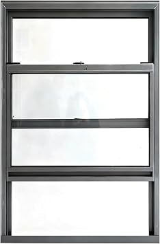 Shed Windows Aluminum Frame Vertical Sliding Window with Screen and Tempered Glass Vertical Replacement Window for Houses Bathroom Basement OutdoorGray,17x34in