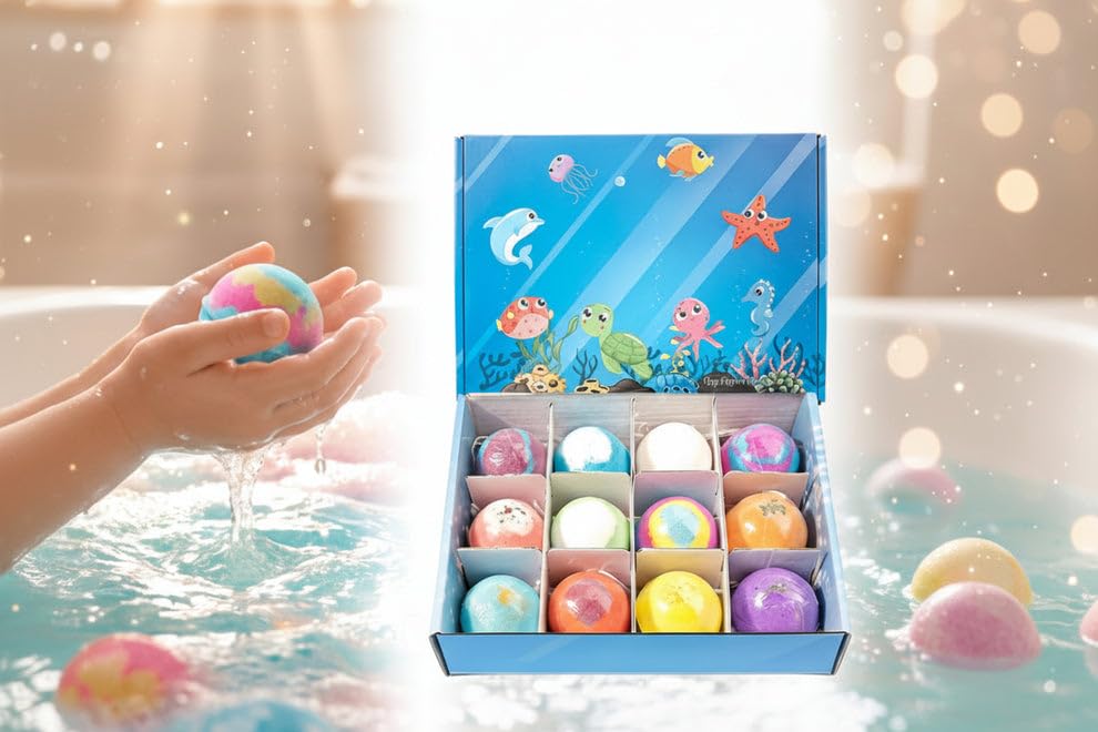Kids Bath Bombs Set of 03, Colourful Fizzy Balls with Ocean Theme | Ocean Animal Box, Assorted Colours, Fun Bath Time, For Children, Fizzing Effect-image-46