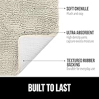 Vista 2 de GORILLA GRIP Bath Rug Mat 36x24, Thick Absorbent Chenille, Quick Dry Microfiber Mats, Rubber Backing Washable Shower Floor Rugs, Bathmat Runner, US