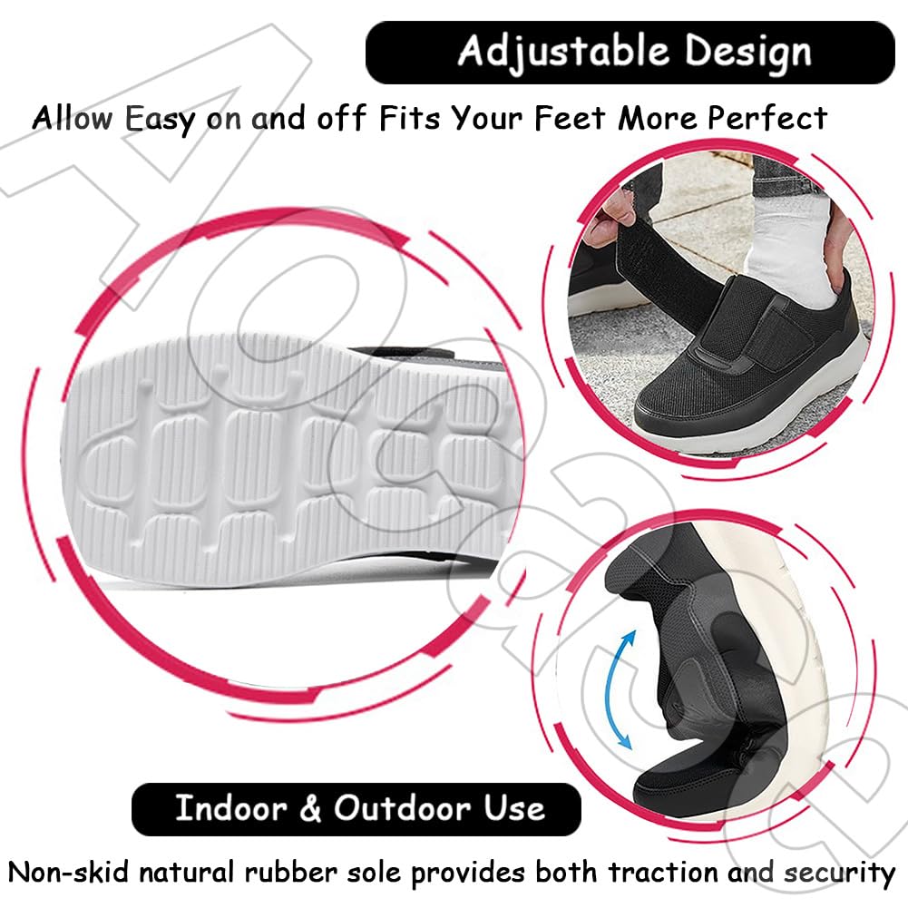 Chaussures Homme Diabetique Pantoufle OrthopéDiques Homme Chaussures pour Pied Gonflé Chaussure Homme Orthopedique Pantoufle Orthopédique Homme Chaussure pour Diabetique,Bleu,47 EU