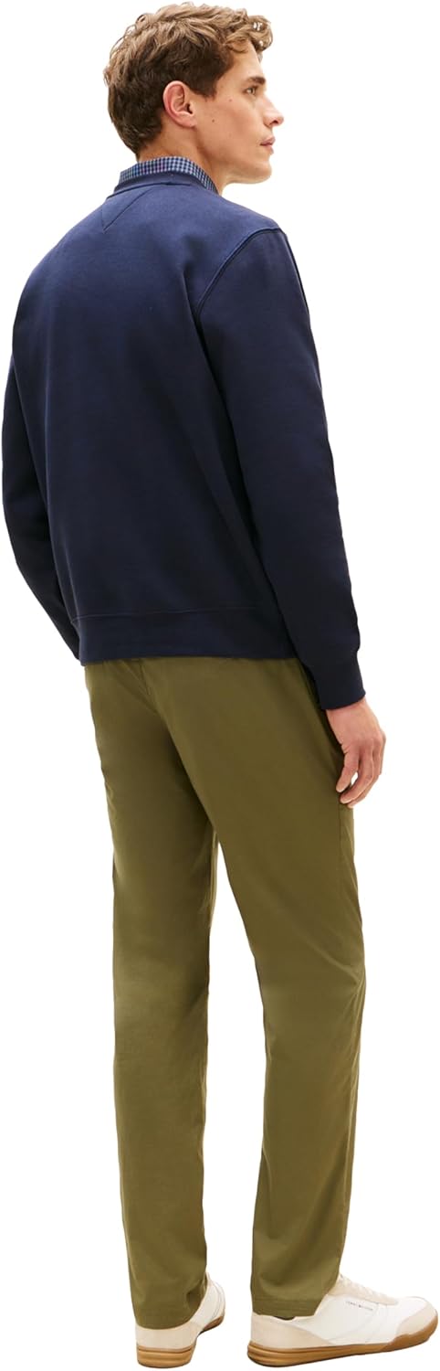Tommy Hilfiger Men's Medium Weight Crewneck Pullover Sweatshirt With Embroidered Flag Graphic