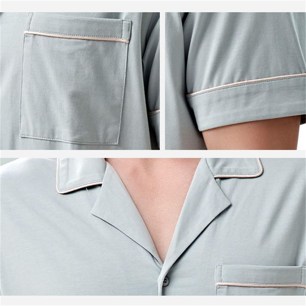 Spring and Pajamas Men's Short-sleeved Long Pants Thin Section Loose Large Size Home Wear Cardigan Set