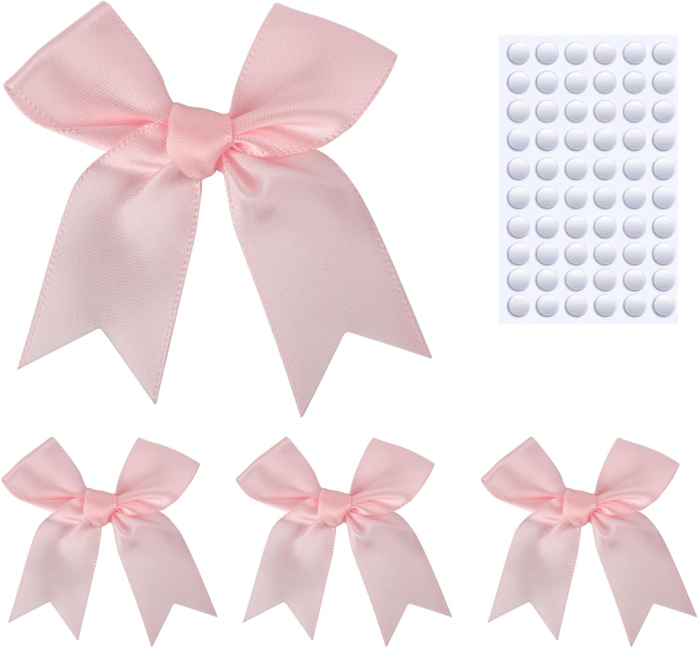 Elegant Gift Wrap Bows, 50PCS 3.3 Inch Mini Satin Ribbon Bows for Crafts Treat Bags Cake Baking Christmas Party Decors Wedding Birthday Baby Shower Valentines (Pink)