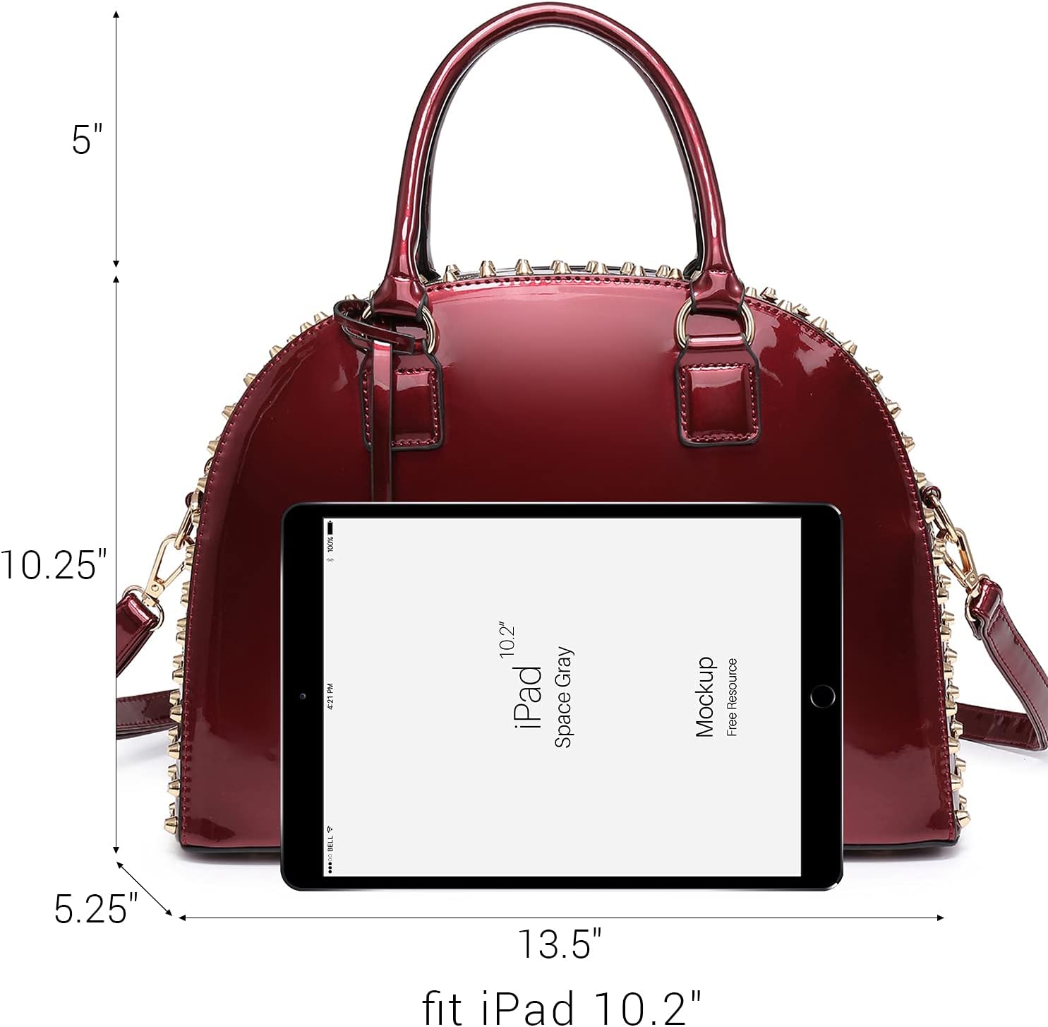 Dasein Women Patent Leather Purses Handbags Dome Satchel Purse Work Tote Structured Shoulder Bag with Long Strap - Image 3