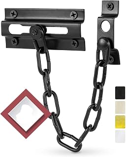Tianzuanai Chain Door Guard with Lock-2 Pack Chain Lock Door Guard,Sturdy and Rust-Resistant Steel Chain Locks for Inside Door and Extra Front Door Lock,100% Child Safe and Pet Friendly (Black)