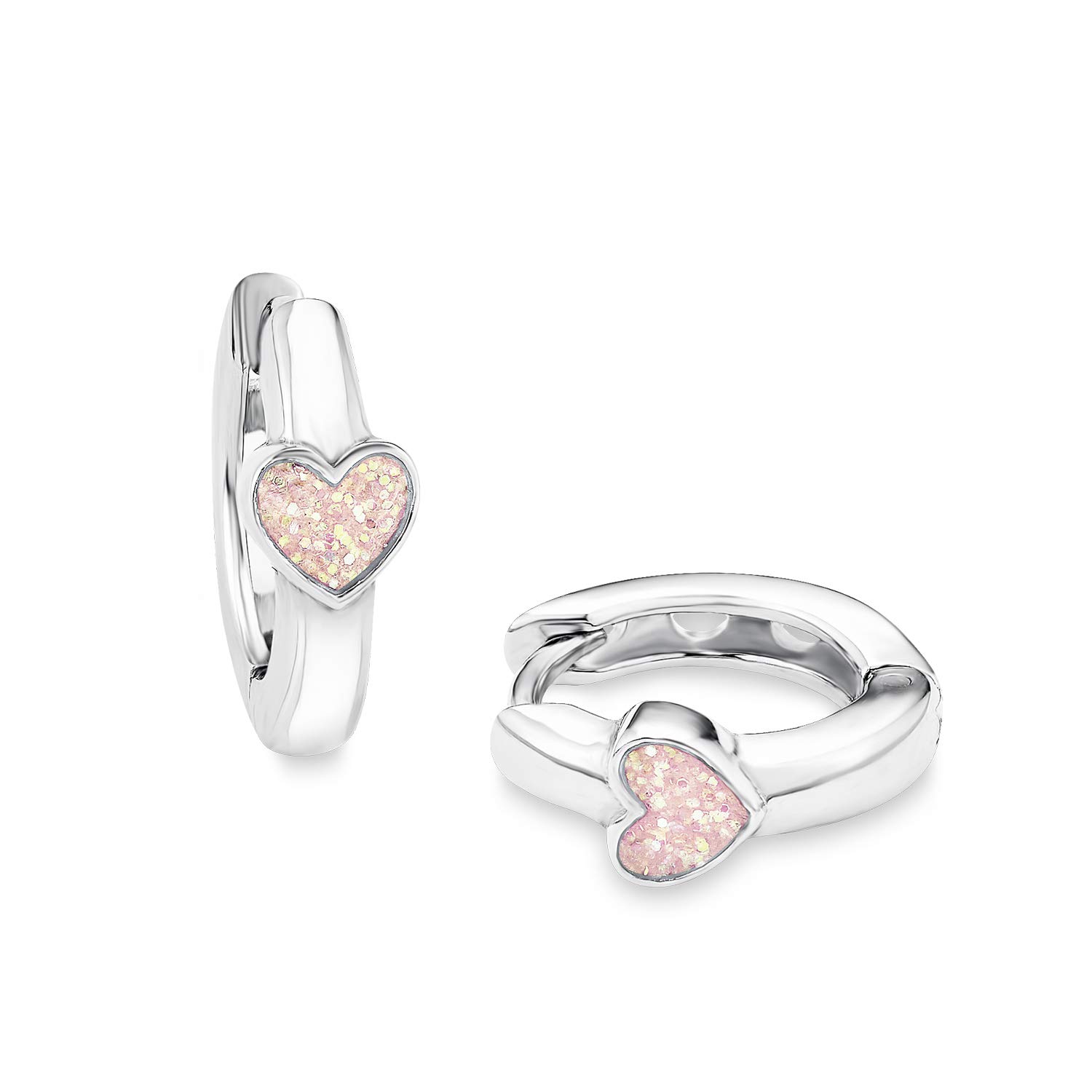 Prinzessin Lillifee hoop earrings 925 Sterling silver girls' children's earrings, 1.2 cm, pink, heart, comes in jewelry gift box 9049219