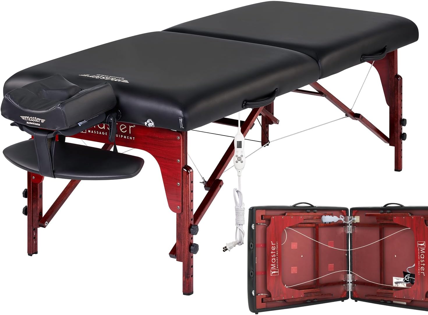 Master Massage 31" Montclair Heated Portable Massage Table, Therma-Top, Reiki Panels & Shiatsu Release – Black