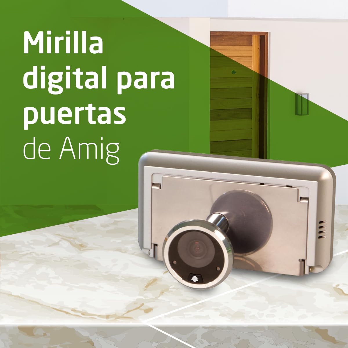 Amig - Mirilla Digital para Puertas - Pantalla LCD 4" TFT - Ángulo de Visión: 160° - Imágenes Claras - De Fácil Instalación y Uso - Color: Plata