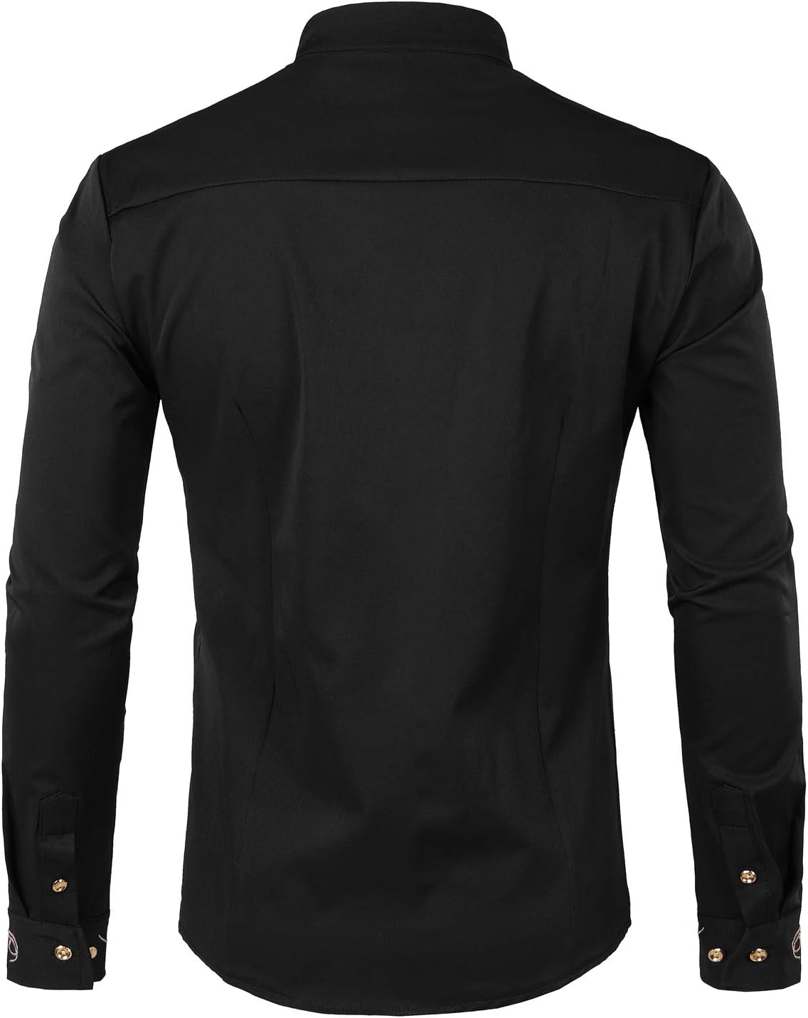 ZEROYAA Men's Luxury Gold Embroidery Design Slim Fit Long Sleeve Button Up Dress Shirts - Image 3