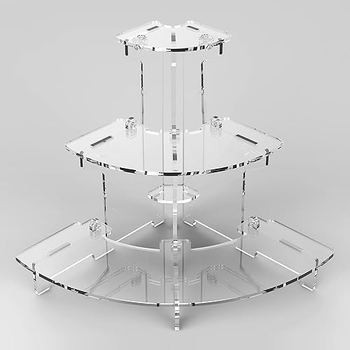 Vista 4 de ACOMPATIBLE Estante de exhibición de acrílico para figuras Amiibo Funko POP, soporte de 3 niveles para cupcakes, postres, organizador de perfumes