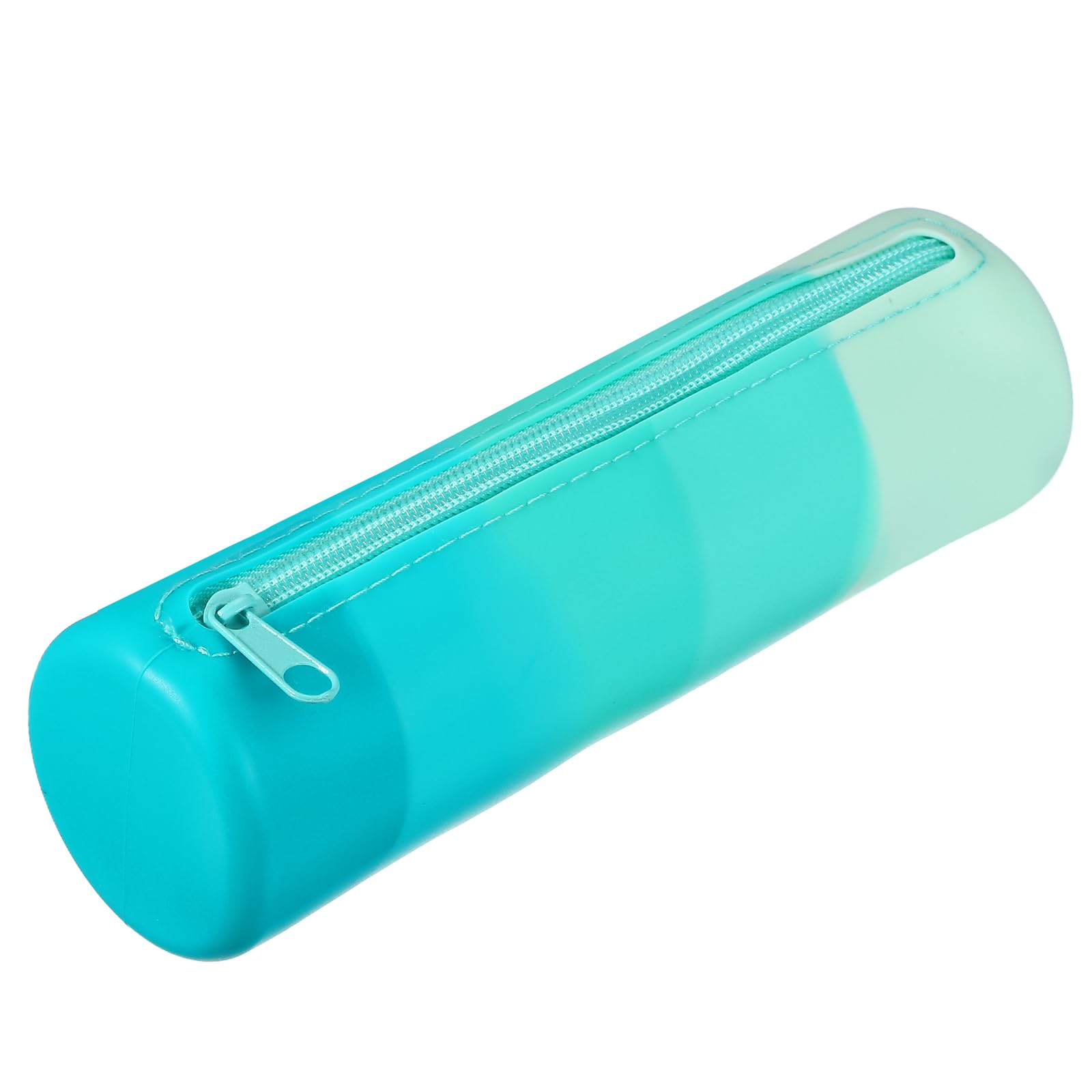 PATIKIL Silicone Pen Case, Round Small Pencil Pen Pouch with Zipper Waterproof Aesthetic Soft Cosmetic Storage Bag Bible Study Supplies Case for Journaling Travel, Blue