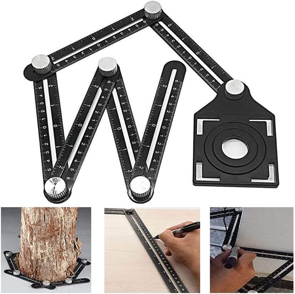KLIFFOO Multi Angle Measuring Folding Ruler 6 Sided Adjustable Aluminum Alloy Angleizer Template Tool with Drill Guide Opening Ceramic Tile Hole Punch Locator for DIY Builders Carpenters Craftsmen (B0BN66846W) Amazon Price History, Amazon Price Tracker