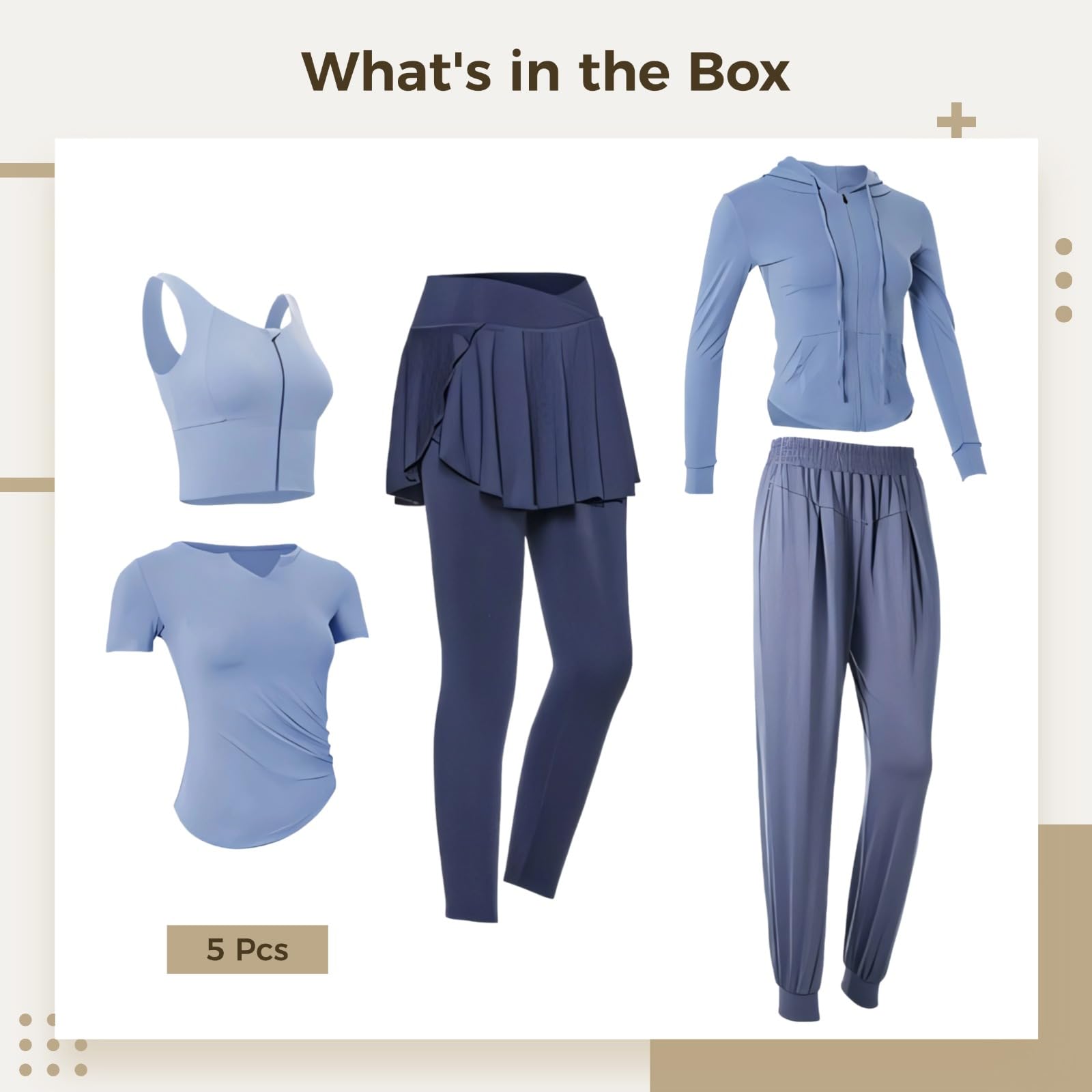 Conjunto de ropa deportiva para mujer, conjunto de ropa de yoga de 5 piezas, conjuntos de entrenamiento de manga larga para mujer, tela transpirable que absorbe la humedad, chaqueta, parte superior