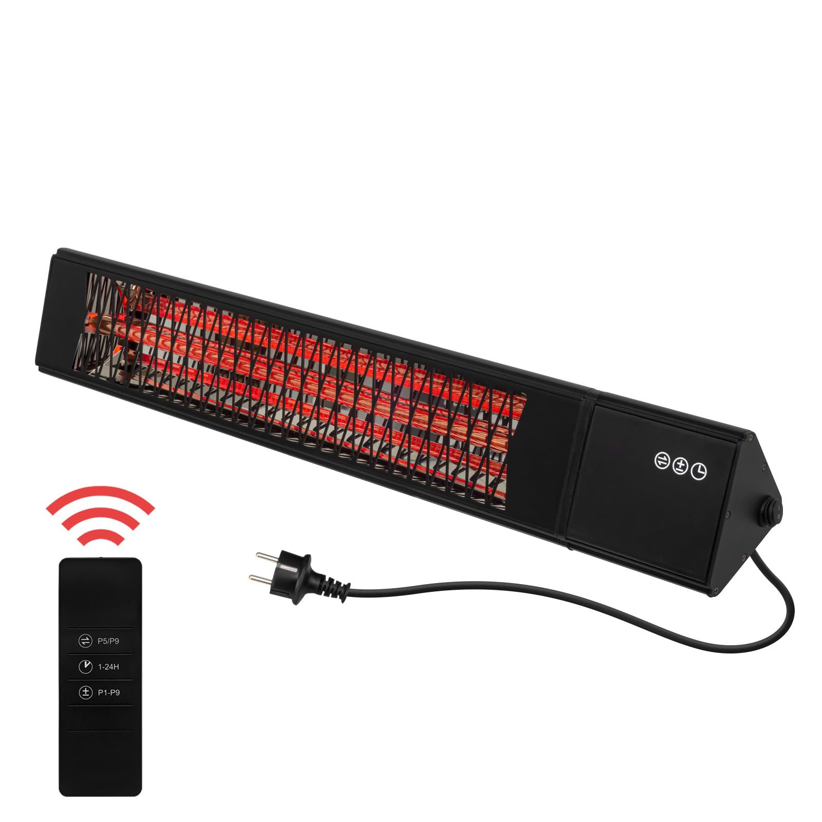 Smart Diamond 2000 W riscaldatore a infrarossi per terrazze, 9 livelli di riscaldamento, telecomando, Tuya Smart App, IP65 Outdoor