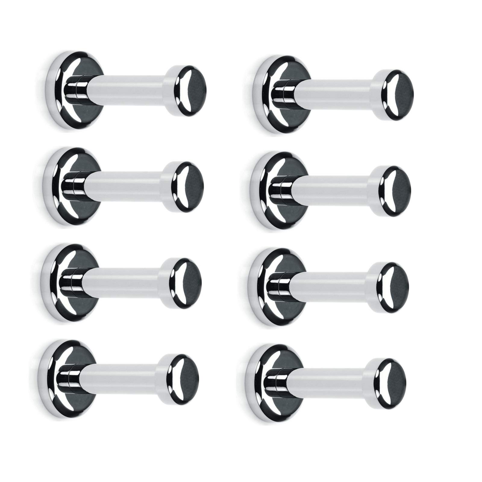 Brass Towel Robe Hook Coat Clothes Wall Mounted Polished Chrome Hanger for Bathroom, Kitchen, Garage, Bedroom, Living room, Fitness room, Office (8 Pack Polished Chrome)