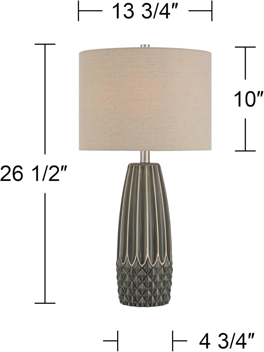 360 Lighting Olsen 26 1/2" High Charcoal Gray Stripe Ceramic Table Lamp Set of 2