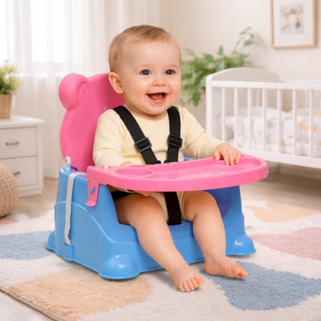 Little Pup Baby Booster Feeding Seat with Safety Harness & Removable Tray | Portable Infant Dining Chair | Non-Slip Base | Suitable for 6–36 Months Kids-image-13