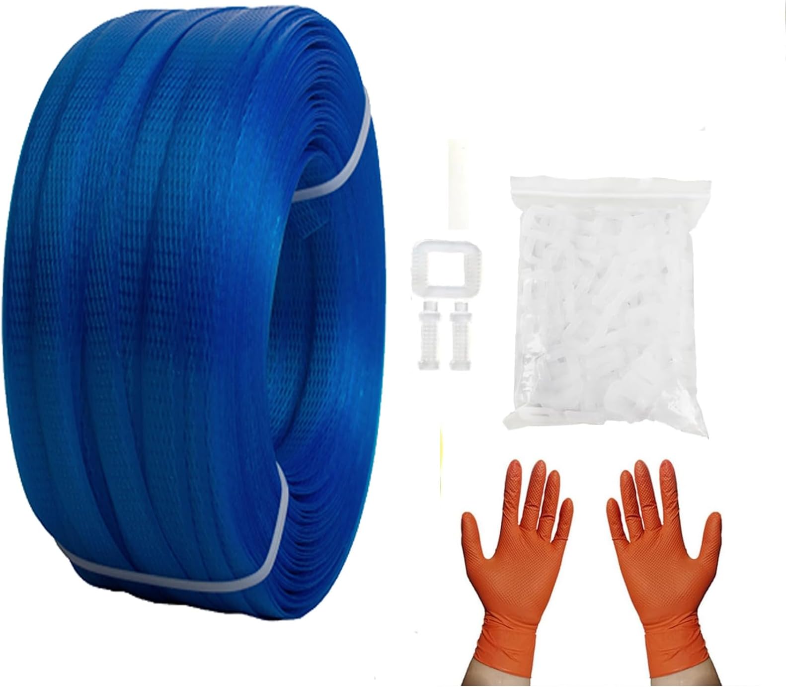 Manual Banding Strapping Kit, Box Packing Strapping Tool, 330 Ft Lenght Poly Strapping Belt and 100 Strapping Buckles Clips, for Packing and Shipping