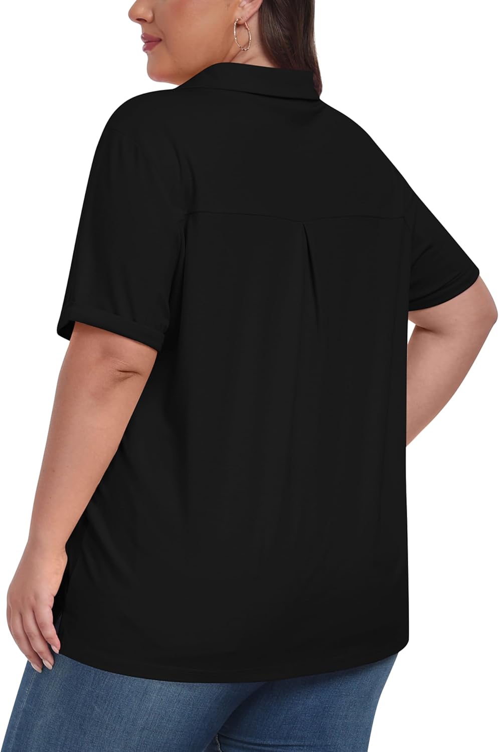 MoFiz Women's Plus Size Golf Polo Shirts Loose Fit Short Sleeve V-Neck Tennis Workouts Tops, XL-5XL - Image 2