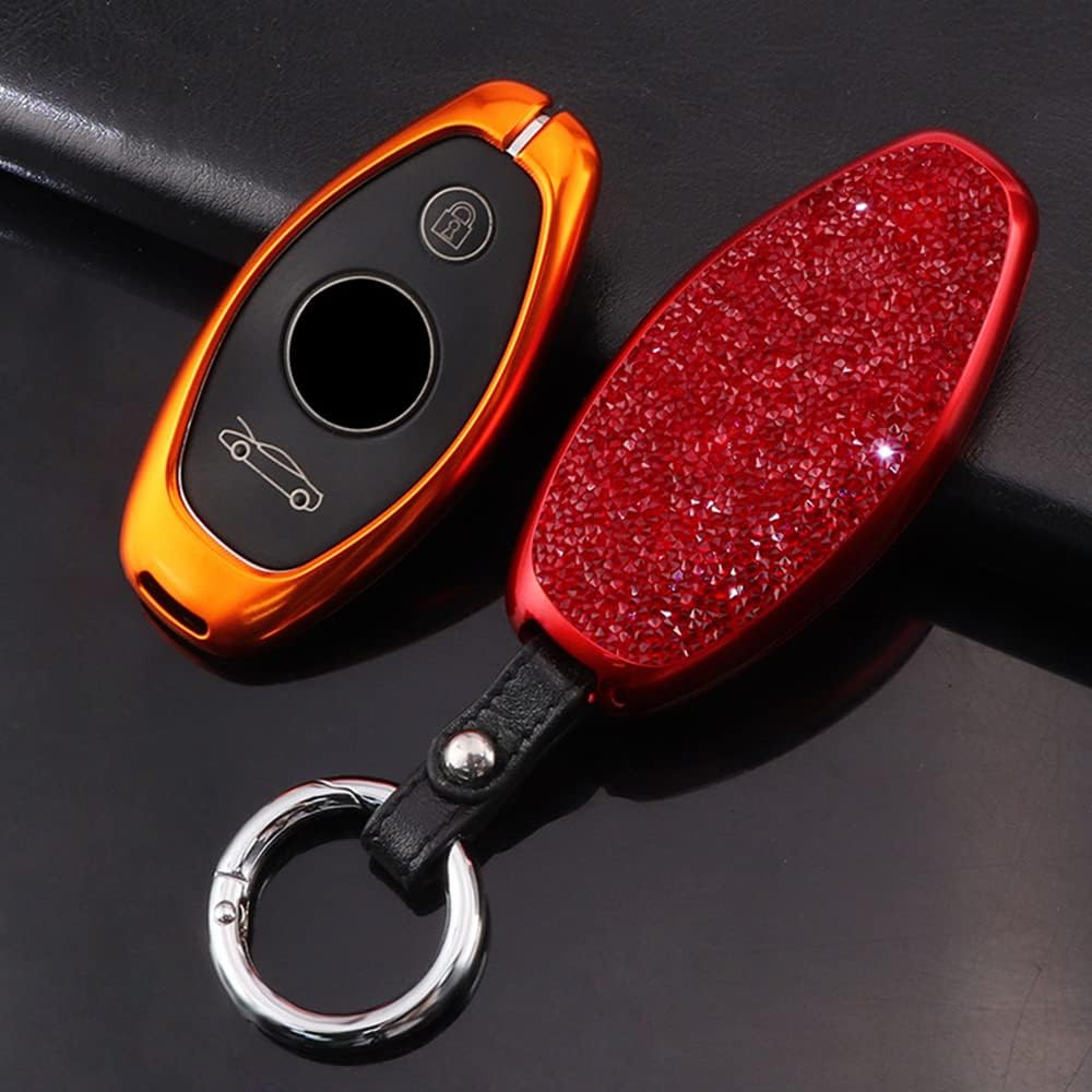 Aluminum Alloy Crystal Key Fob Case Protector Shell Compatible for McLaren 720S 570S 600LT 540C 570GT(Orange)