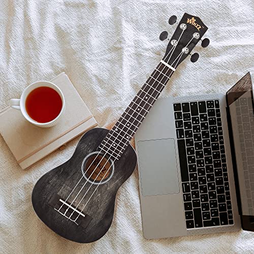 WINZZ HAND RUBBED Series – 21 Inches Soprano Ukulele Vintage Hawaiian Uke with Online Lessons, Bag, Tuner, Strap, Extra Strings, Fingerboard Sticker, Black - Les Beatles, Paul McCartney, John Lennon, RIngo Starr, George Harrison WINZZ HAND RUBBED Series - 21 Inches Soprano Ukulele Vintage Hawaiian Uke with Online Lessons, Bag, Tuner, Strap, Extra Strings, Fingerboard Sticker, Black – Image 4