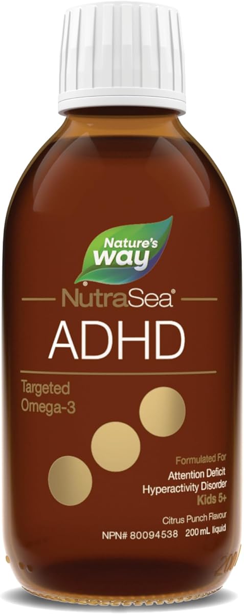 NutraSea NutraSea ADHD Targeted Omega-3, 940 mg of EPA + DHA, 80 mg of GLA, 500 IU Vitamin D3, 200 ml Liquid