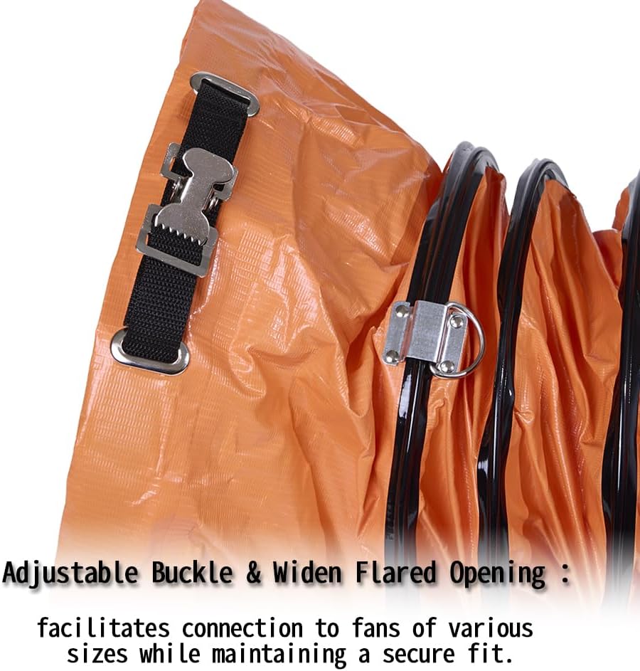 12 Inch PVC 16 FT Flexible Duct with Adjustable Connecting Belt and D-Shaped Rings for Utility Blower Ventilation Fan Exhaust Fan (12in x 16ft)