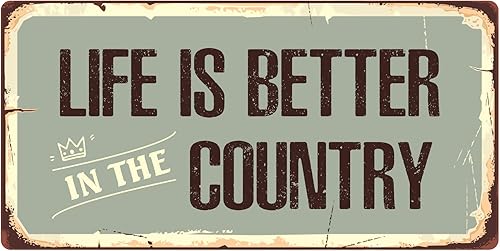 StickerPirate 955HS Life is Better in The Country - Letrero colgante de aluminio de 5 x 10 pulgadas