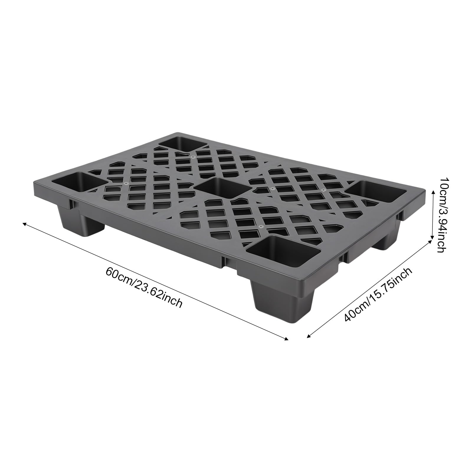 6 Palettes Plastique HDPE 60x40cm 100kg Empilables Emboîtables