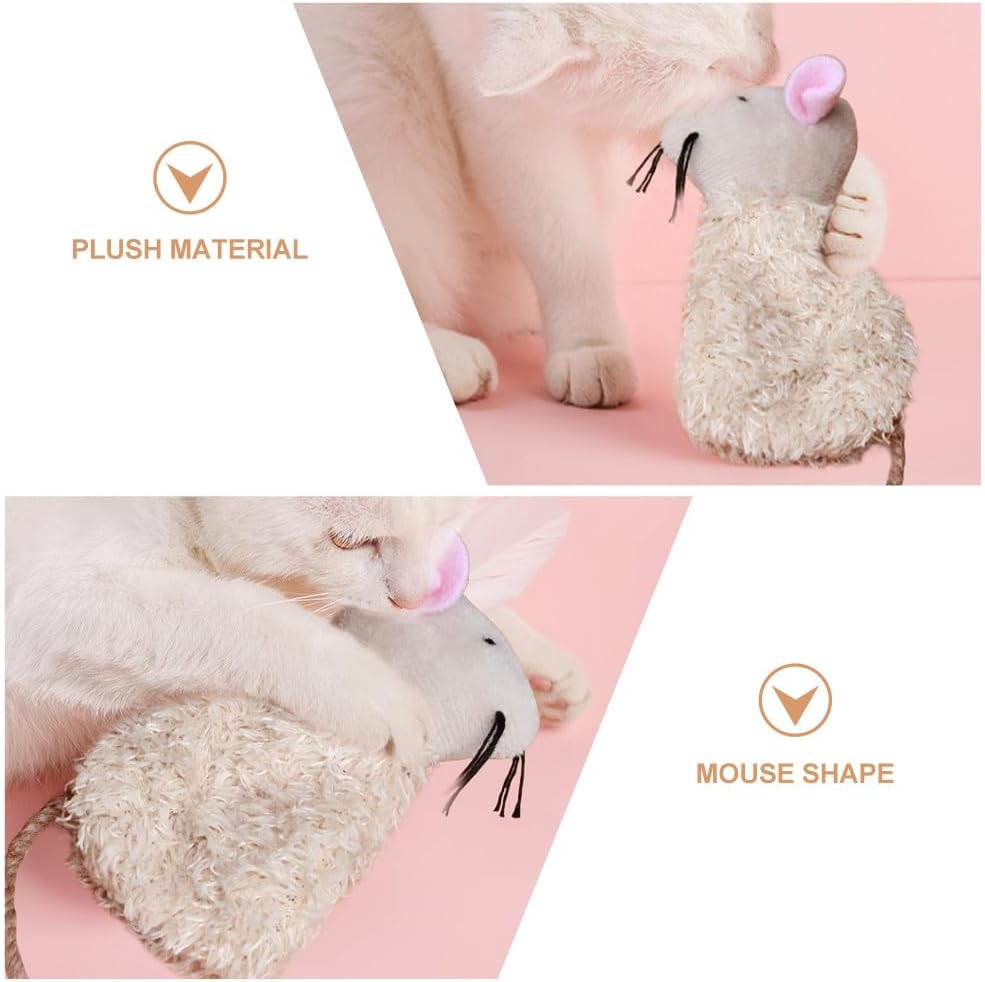 TOYANDONA 3pcs Refillable Catnip Cat Toys Mouse Shaped: Catnip Cat Mice Toy Interactive Animal Playthings Plush Kitten Playthings for Indoor Kittens Play Fetch, Playtime Fun, 4.33 x 2.55 x 0.98 inches
