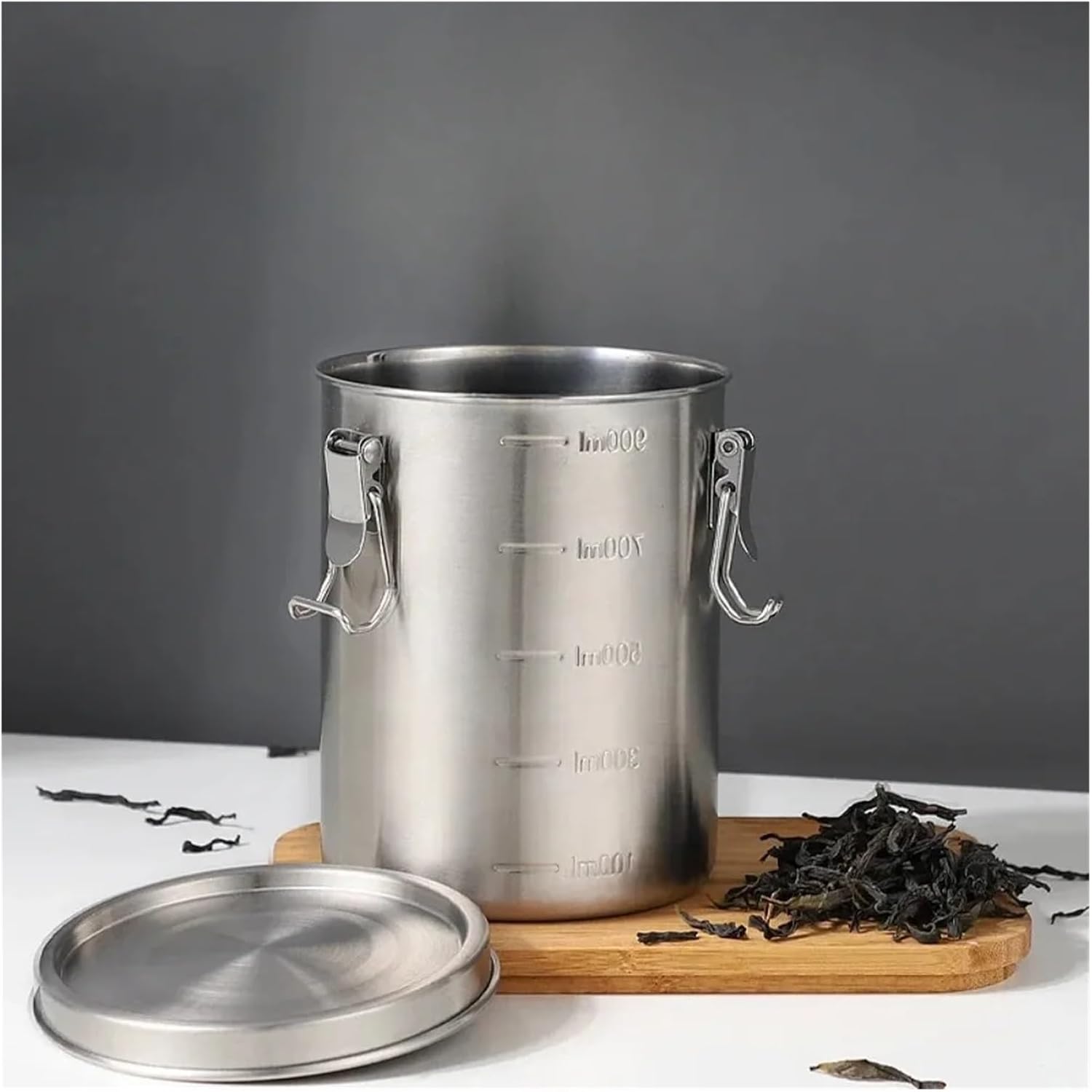 520/1000/1600/2500ml Stainless Steel Storage Tank Leak-Proof Sealed Grains Bucket Airtight With Scale Grain Box(1000ml)