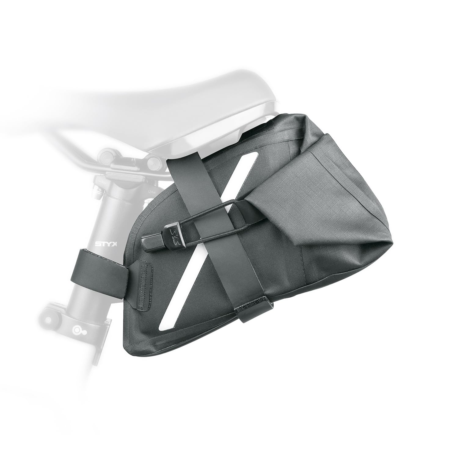 SKS GERMANY Trail Saddle Bag L torba podsiodłowa na rowery (torba rowerowa, odporna na rozpryskiwanie, zamknięcie na rolce, dla rowerzystów górskich i grawitacyjnych, odblaskowe uchwyty), czarna | Torba rowerowa, odporna na rozpryskiwanie, zamknięcie na r