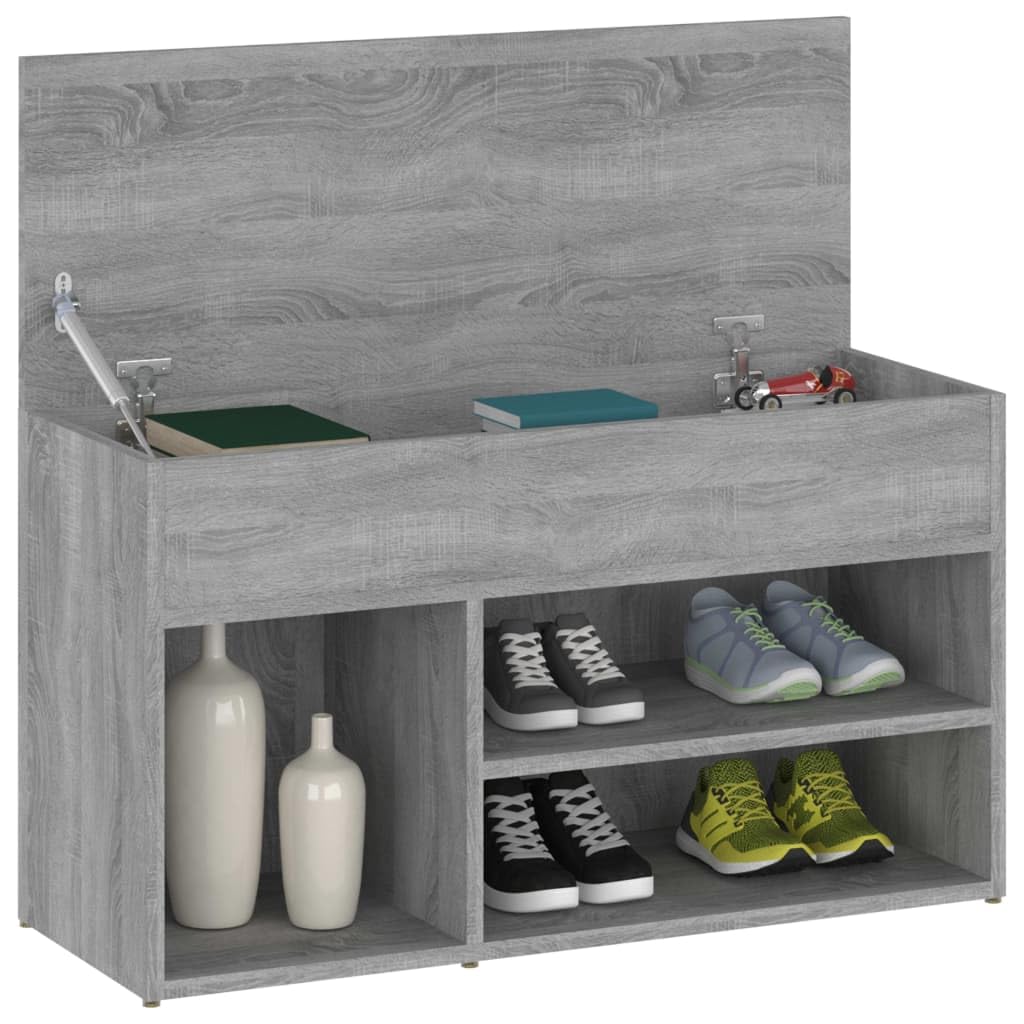 Szafka na buty Sonoma szara, 80 x 30 x 45 cm, materiał drewnopochodny z gładkim siedziskiem i dużą ilością miejsca do przechowywania butów, łyżki do butów lub artykułów dekoracyjnych