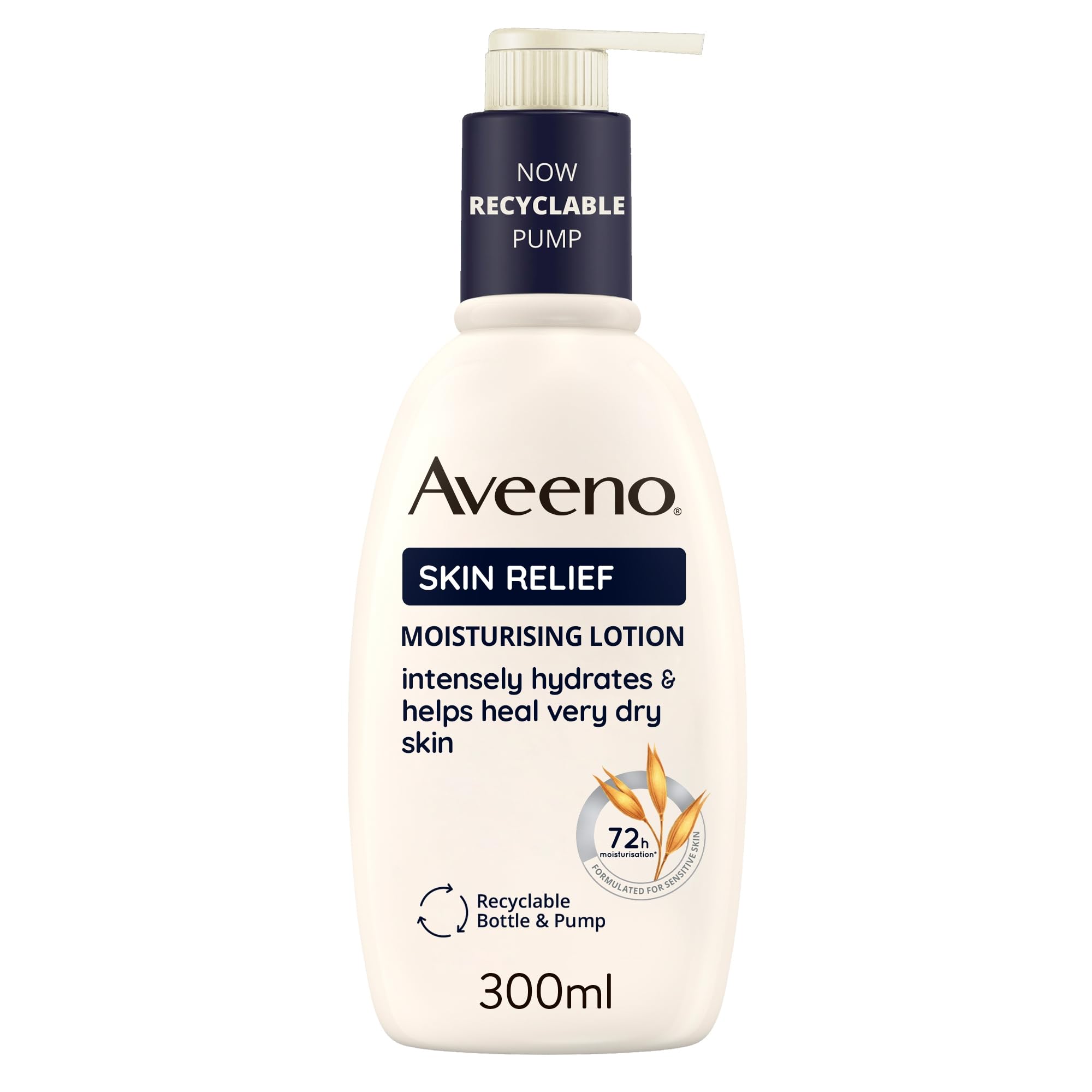Aveeno Skin Relief Moisturising Lotion (1x 300ml) With Soothing Triple Oat Complex & Shea Butter, 72-Hour Intense Hydration, Helps Relieve Dryness and Tightness, Suitable for Sensitive Skin