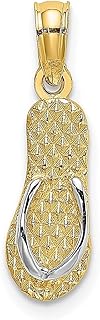 Sandálias havaianas de ouro amarelo 14 k branco 3d Havaí com pingente de pingente à beira-mar Sal destino de transporte de viagem joias finas para mulheres presentes para ela, Prata Ouro amarelo