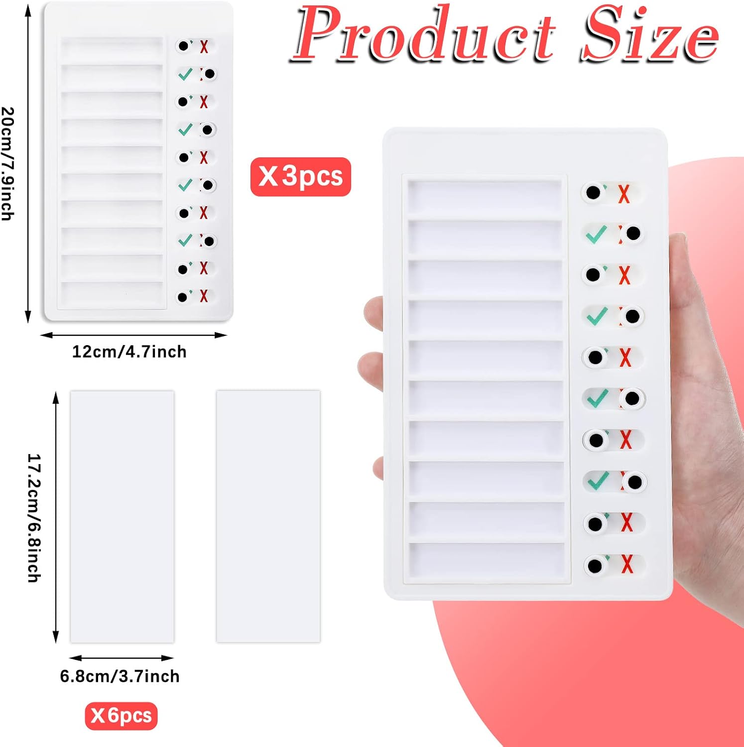 Eersida 3 Pcs to Do List Checklist Board, Daily Schedule for Kids, Chore Chart Memo Detachable Reusable Plastic RV Planner Home Travel (Blank Checklist)