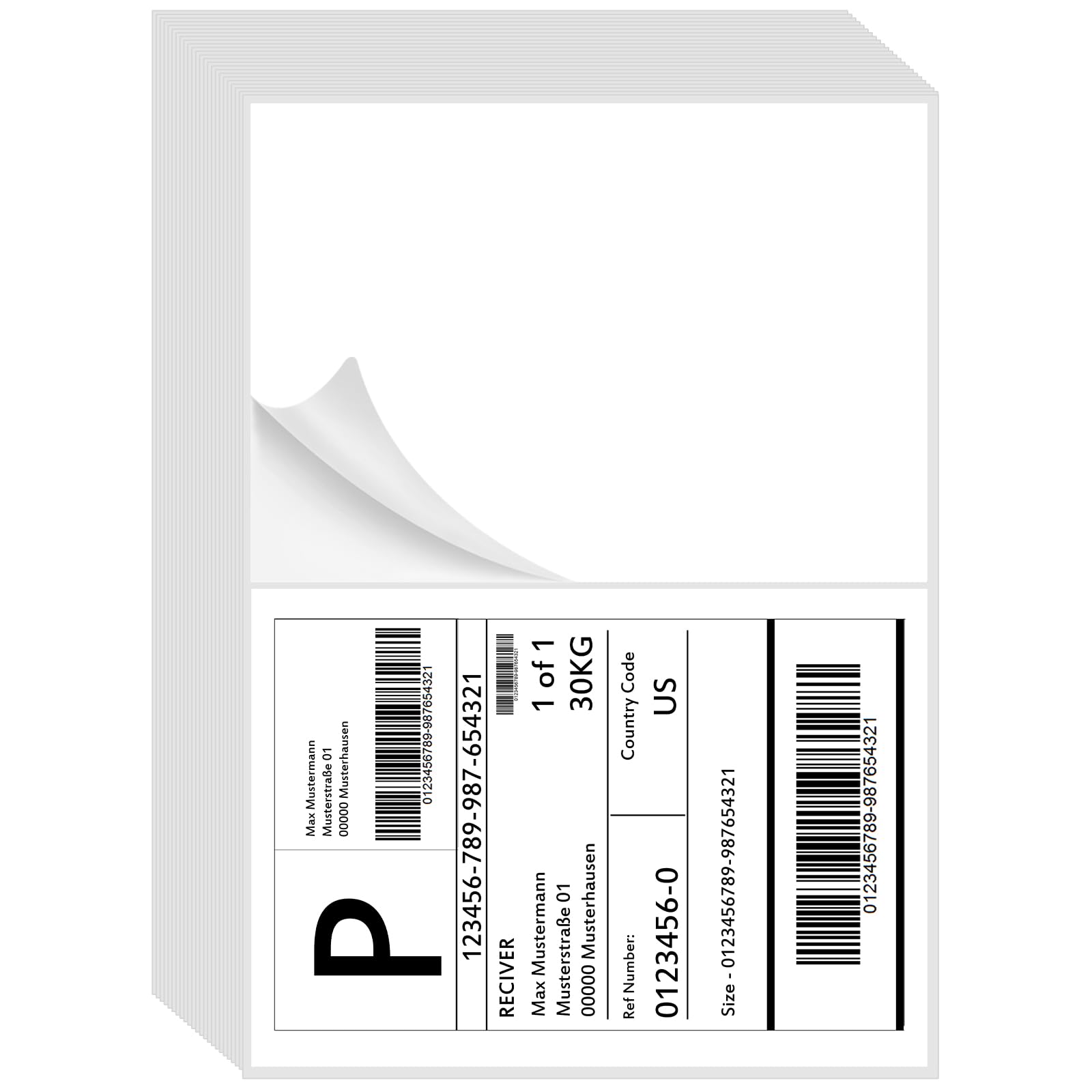 200 Half Sheet Self Adhesive Shipping Labels 100 Sheets, 8.5" x 5.5" Address Labels Laser/Ink Jet White Blank (100 sheets-200 Count)