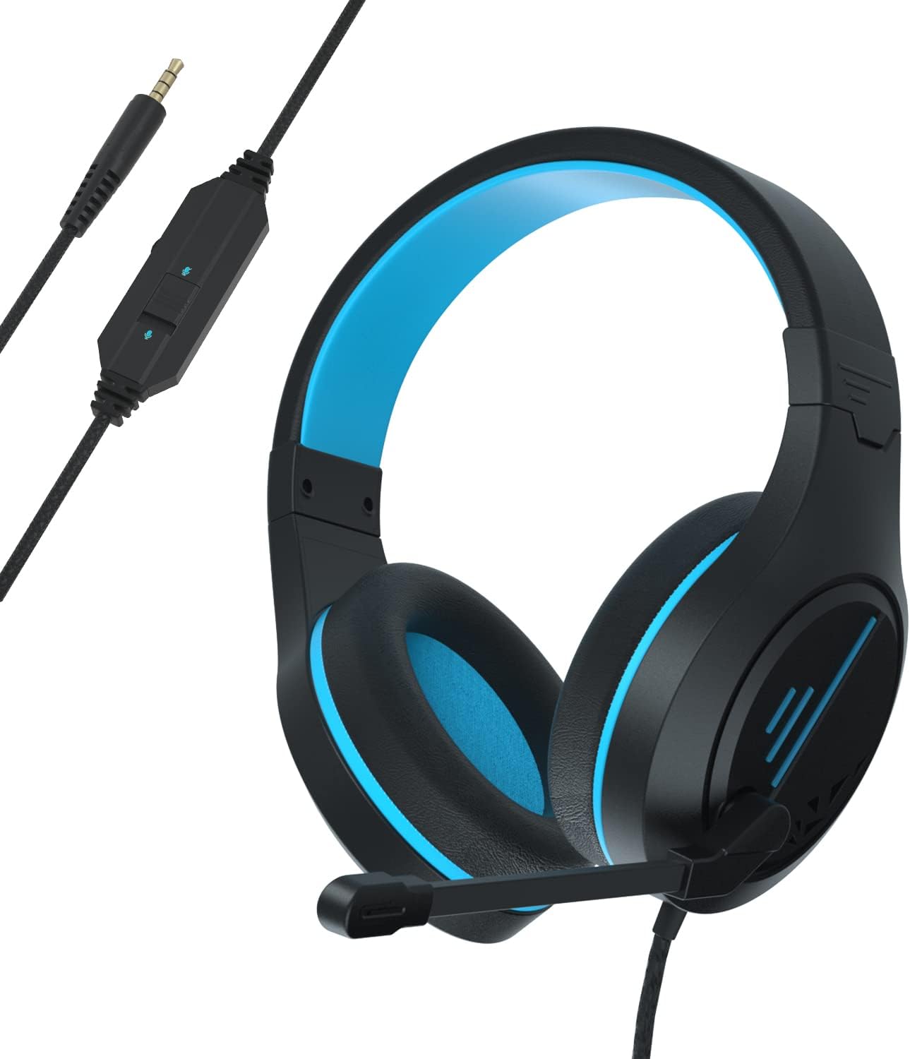 Gaming Headset for PC Computer Mac Laptop, Stereo Over-Ear Headphones with Mic, Soft Memory Earmuffs for Adults & Kids